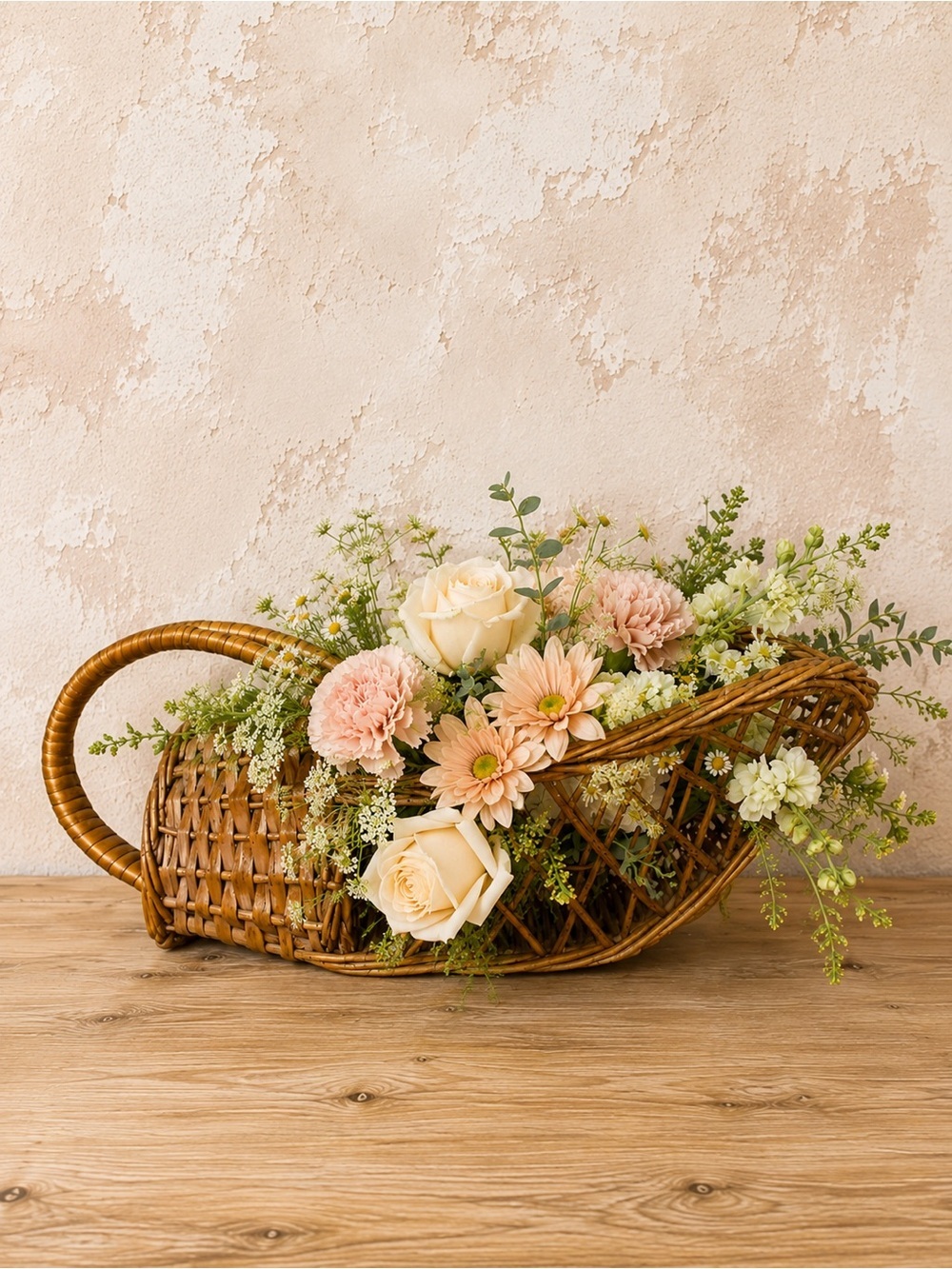 Vintage Horn of Plenty Wicker Basket Farmhouse Harvest Centerpiece